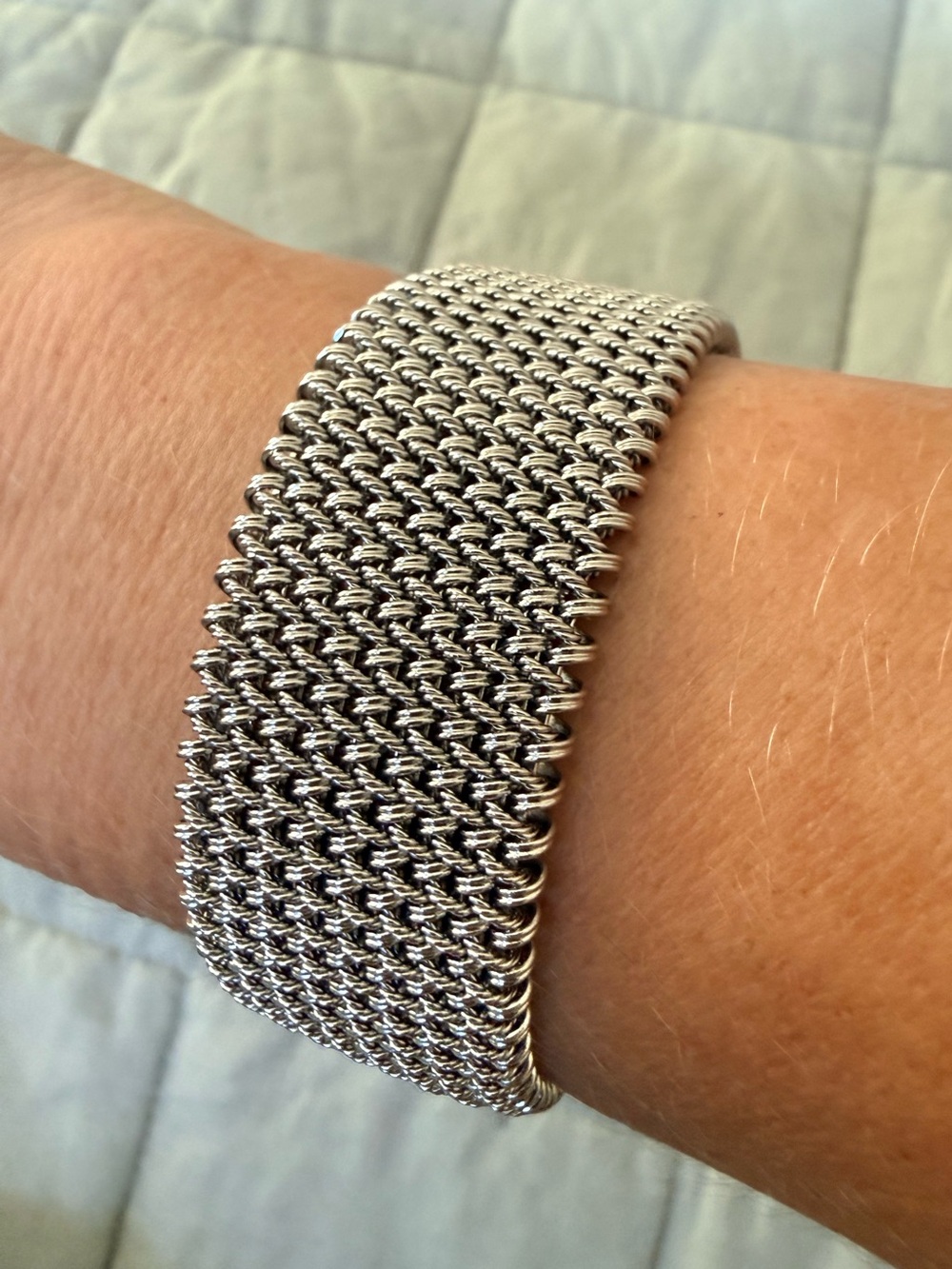 Stainless Steel Mesh Bracelet Cuff - Silver